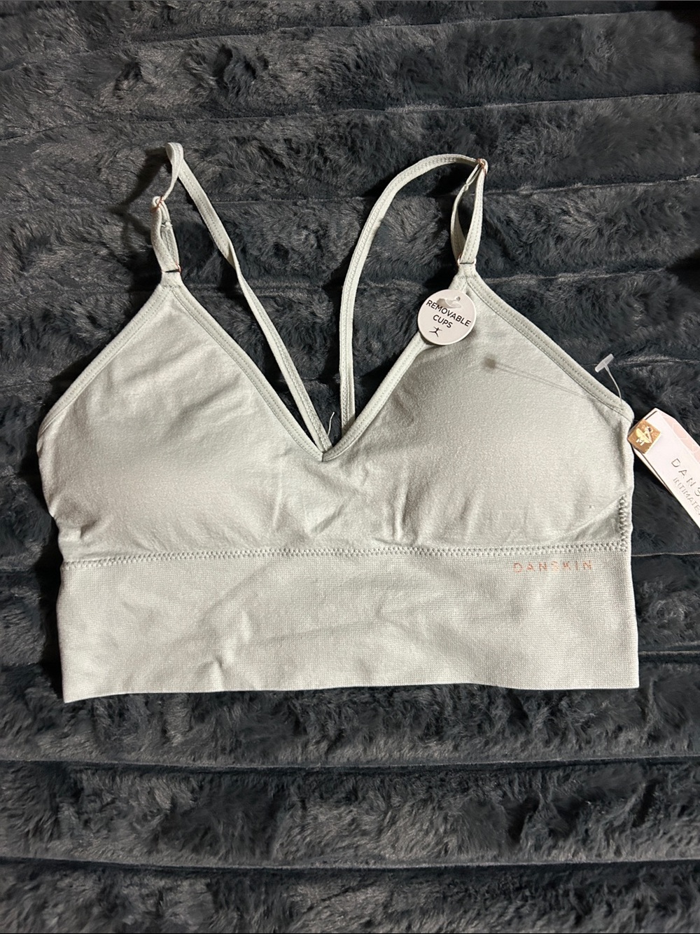 NWT Danskin Light Gray Seamless Bralette with Removable Cups
